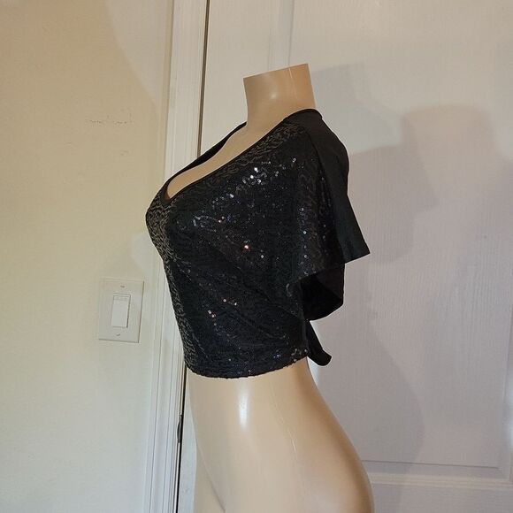 BRAND NEW BLACK SPARLY dELiA*s CROP TOP - Picture 5 of 15